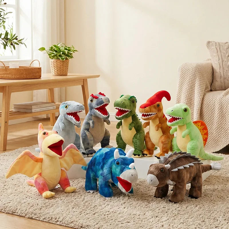 25cm Simulation Dinosaur Plush Toy Lifelike Triceratops Ankylosaur Stegosaur T-rex Pterosaur Dragon Doll Cartoon Soft Kids Gift