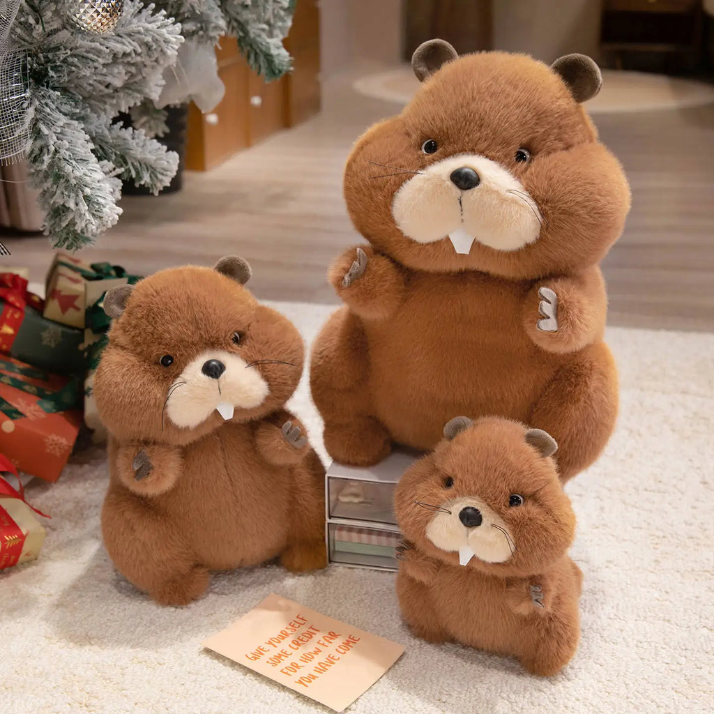 22/35/45cm Simulation Beaver Plush Doll Cute Fluffy Sitting Marmot Groundhog Toy For Kids Adorable Birthday Gift Doll