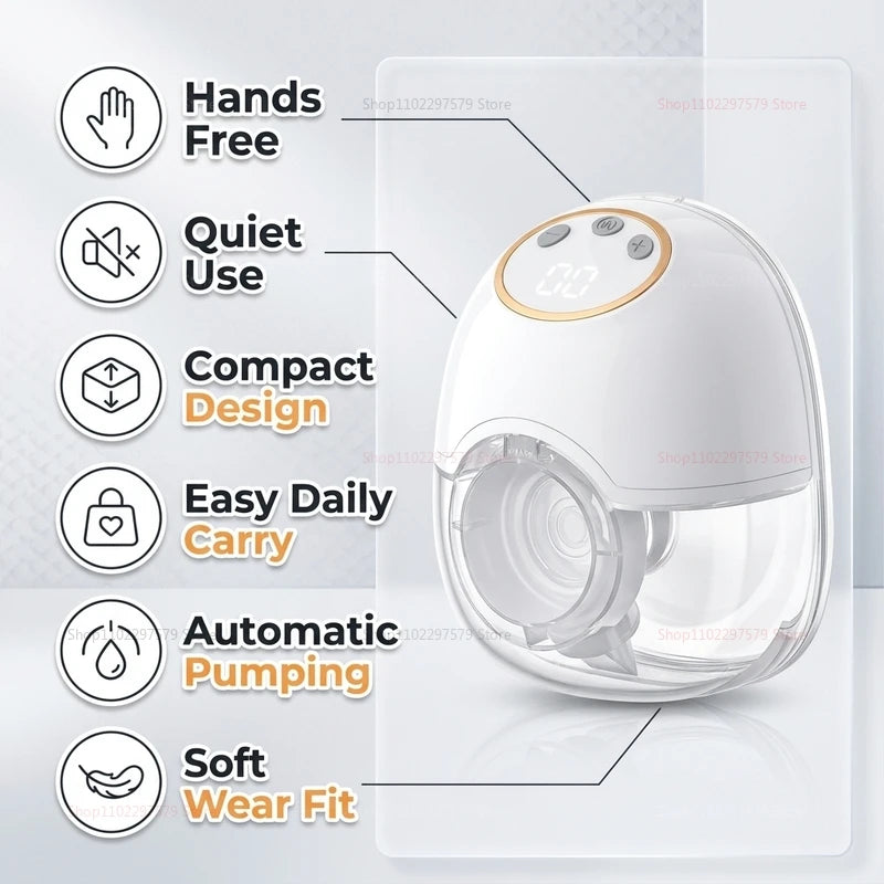 1PCS Wearable Electric Breast Pump Hand Free Low Noise Portable Breast Milk Collector Anti Backflow Comfort Breast Pump BPA-free