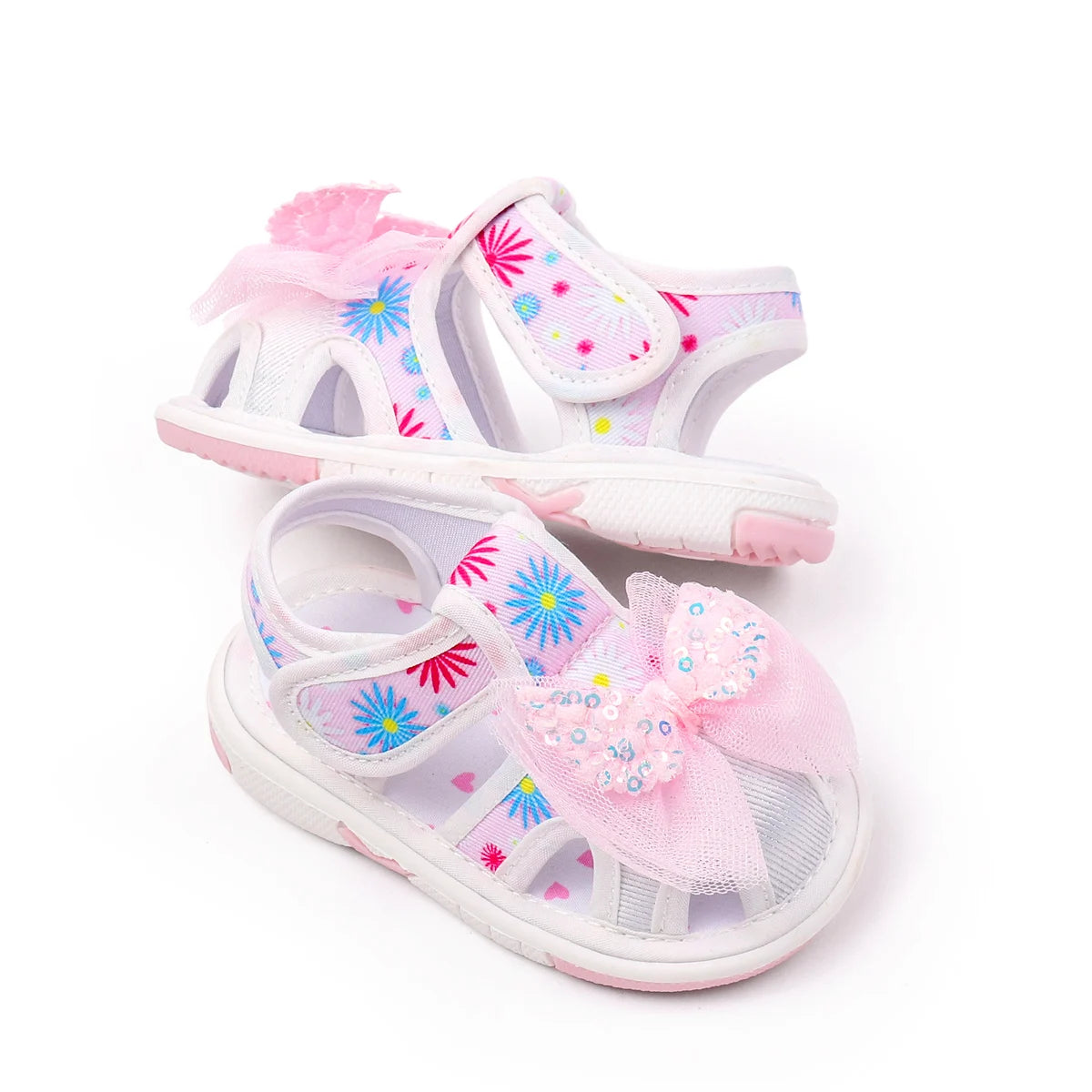 2025 0-2Y Baby Girls Baby Girls First Walking Indoor Outdoor Toddler Shoes With Squeaky Beautiful Design And Soft TPR Sole