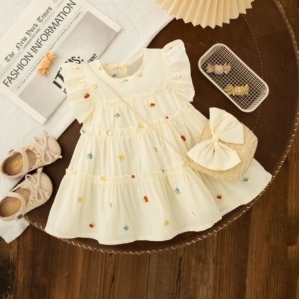 Summer New Cute And Fresh Baby Girl Dress, Sweet Children'S Clothing+Bow Bag (6 Months -3 Years Old)