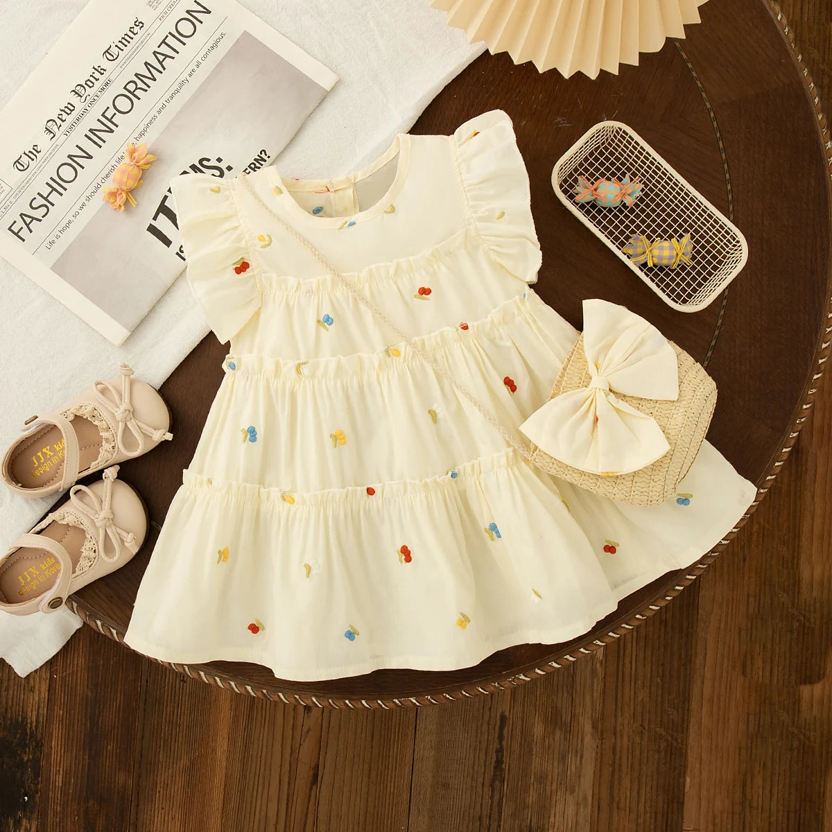 Summer New Cute And Fresh Baby Girl Dress, Sweet Children'S Clothing+Bow Bag (6 Months -3 Years Old)