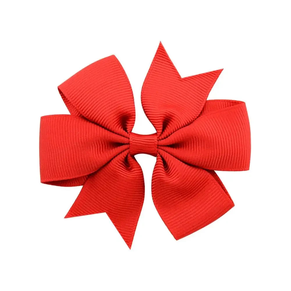 Madeway 24Pcs Solid Colors Hair Bows With Clips For Kids Grosgrain Ribbon Hairpins Headwear