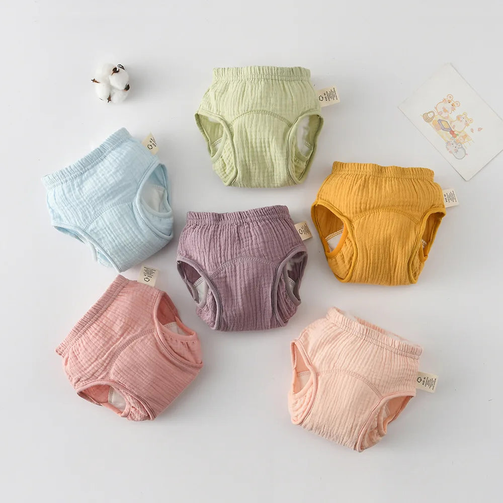 Breathable Baby Training Pants Waterproof Diapers Cotton Gauze Washable Nappies for Toddler Children Toilet Training Study Pants