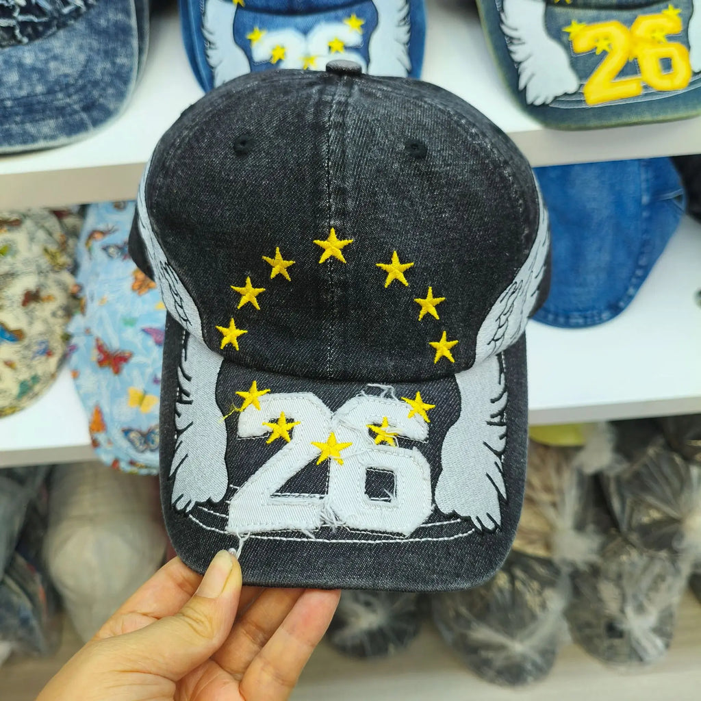 Denim Embroidered Baseball Cap for Men and Women retro baseball cap, versatile for spring and autumn, sun protection hat