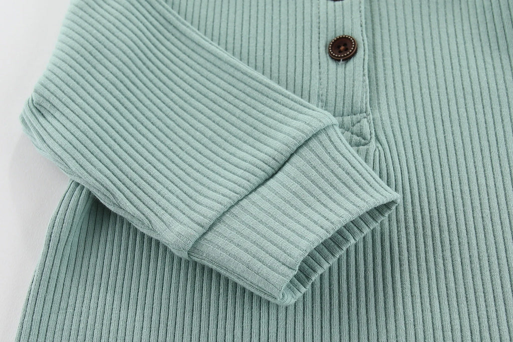 2-Piece Solid Color Unisex Long Sleeves Baby Boy Girl Rompers Cotton Soft Infants Outfits