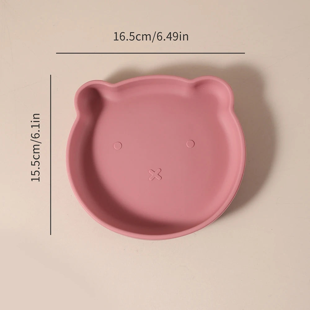 Personalised Baby Bear Shape Silicone Feeding Plate My First Bear Plate | Custom Name & Strong Suction for Easy Feeding