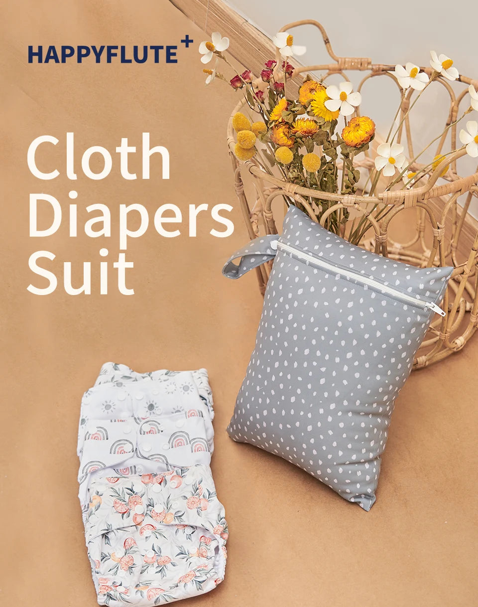 HappyFlute Ecological Cloth Diaper Breathable NappyWashable Reusable Diaper Gift Set With Wetbag