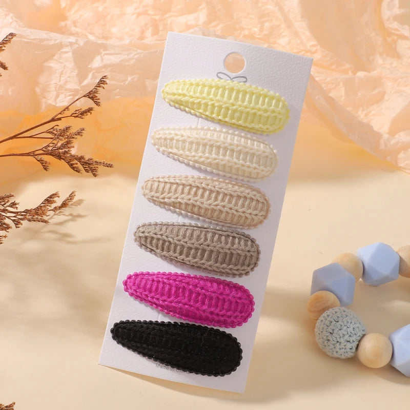6Pcs/Set Cotton Fabric Plaid BB Hairpins Alloy Hair Clips for Kids Girls Toddler Hairgrips Headwear Baby Hair Accessories