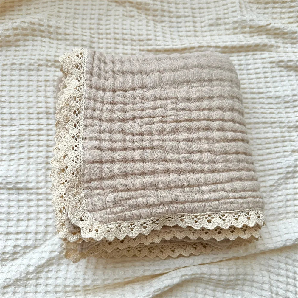 Newborn Baby Bath Towel 6 Layer Gauze Muslin Swaddle Cotton Receive Blankets Swaddling Wrap Lace Langer New Born Diapers Bedding