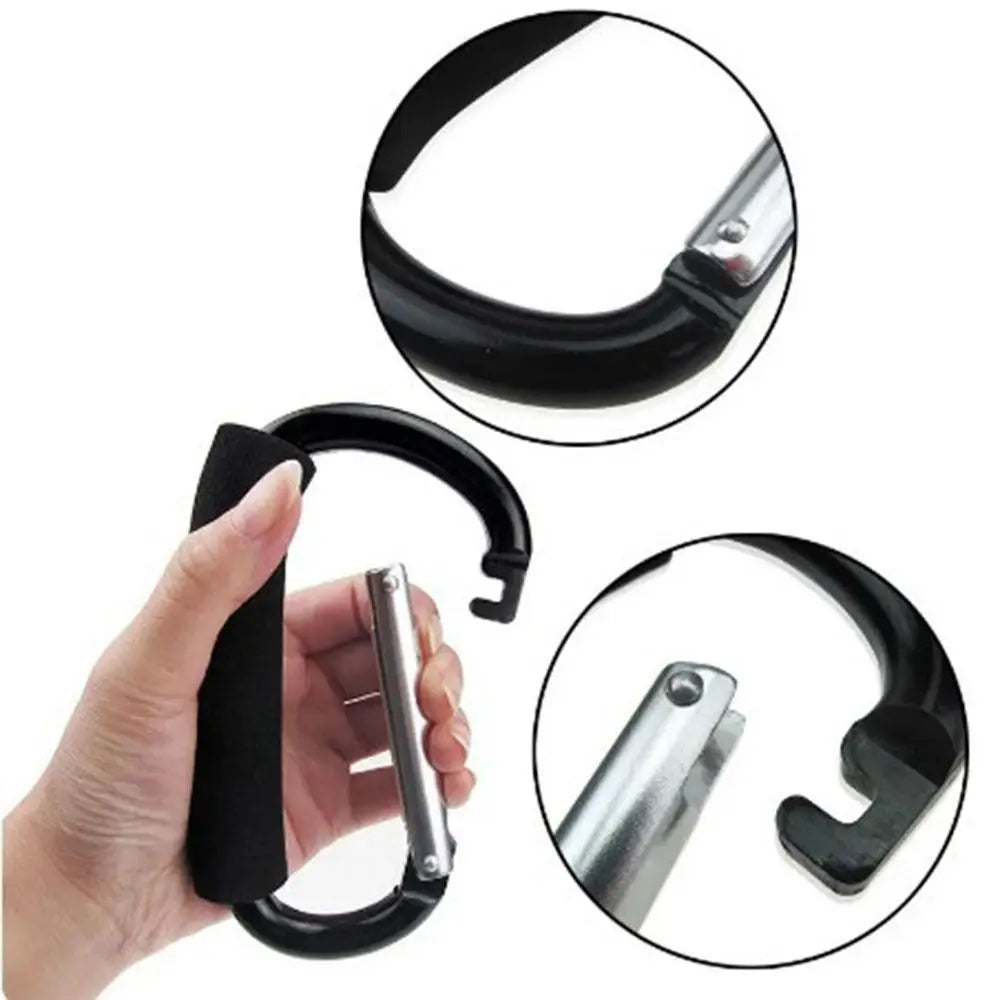 2Pcs Multifunction Baby Stroller Hook Sponge Handle D-Ring Carriage Hanger Soft Grip Aluminum Alloy Pram Lifting Button