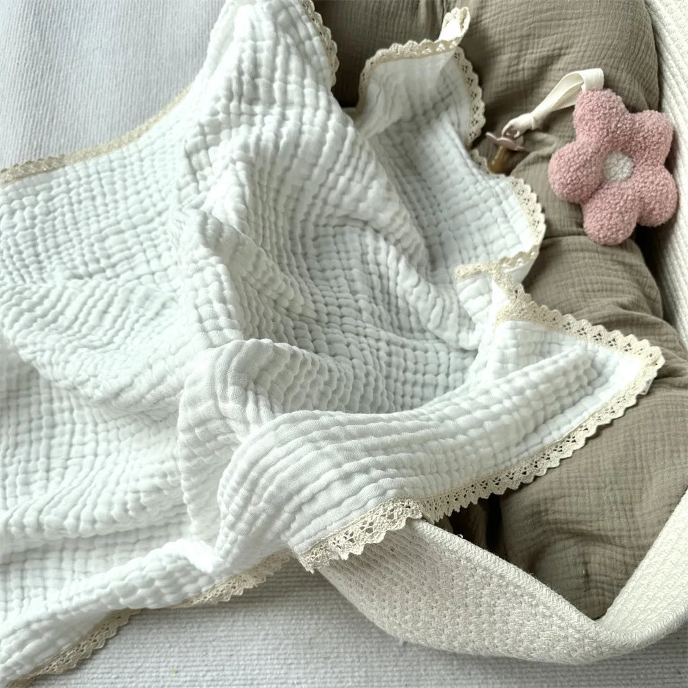 Newborn Baby Bath Towel 6 Layer Gauze Muslin Swaddle Cotton Receive Blankets Swaddling Wrap Lace Langer New Born Diapers Bedding
