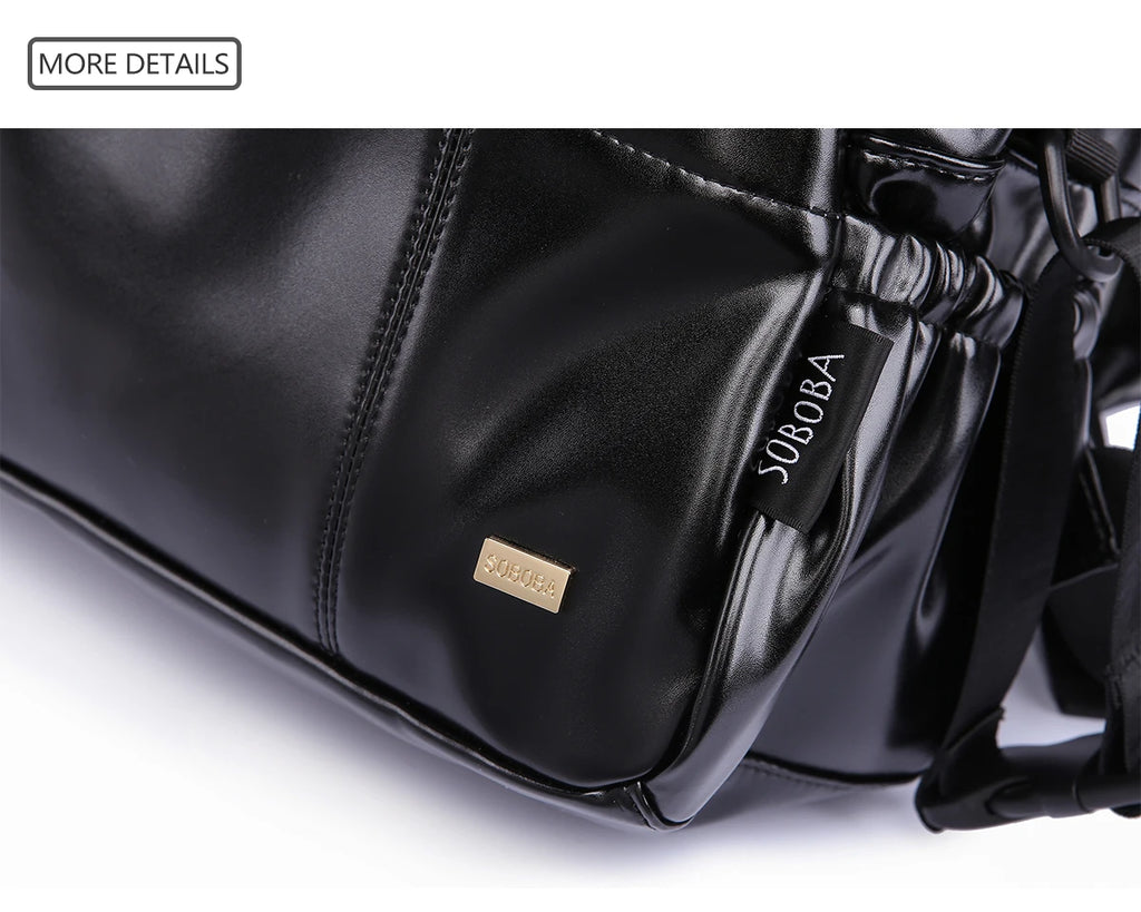 New Fashion PU Black Diaper Backpack for Baby Large Capacity Waterproof Pockets Diaper Bag for Mother Travel Stroller Bag