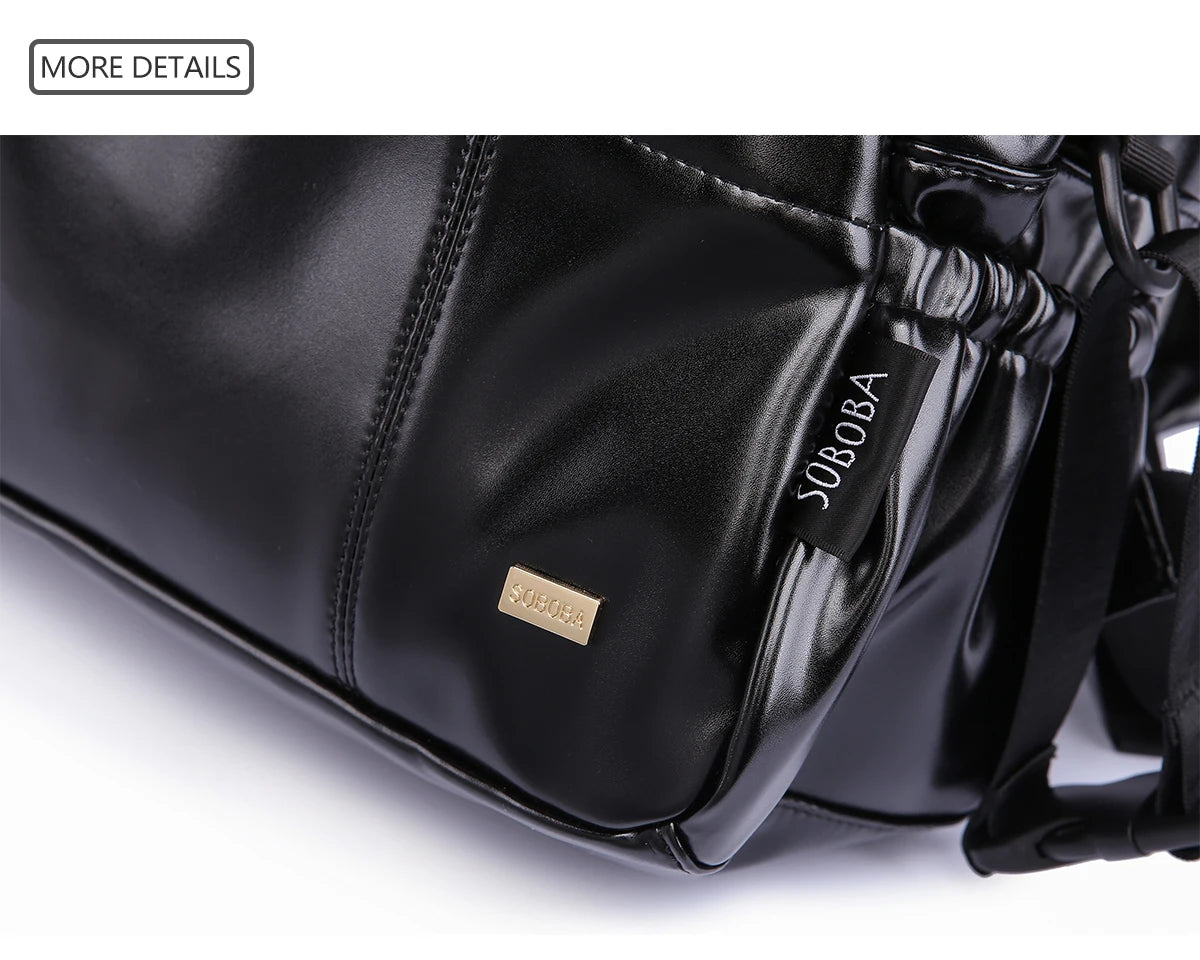 New Fashion PU Black Diaper Backpack for Baby Large Capacity Waterproof Pockets Diaper Bag for Mother Travel Stroller Bag