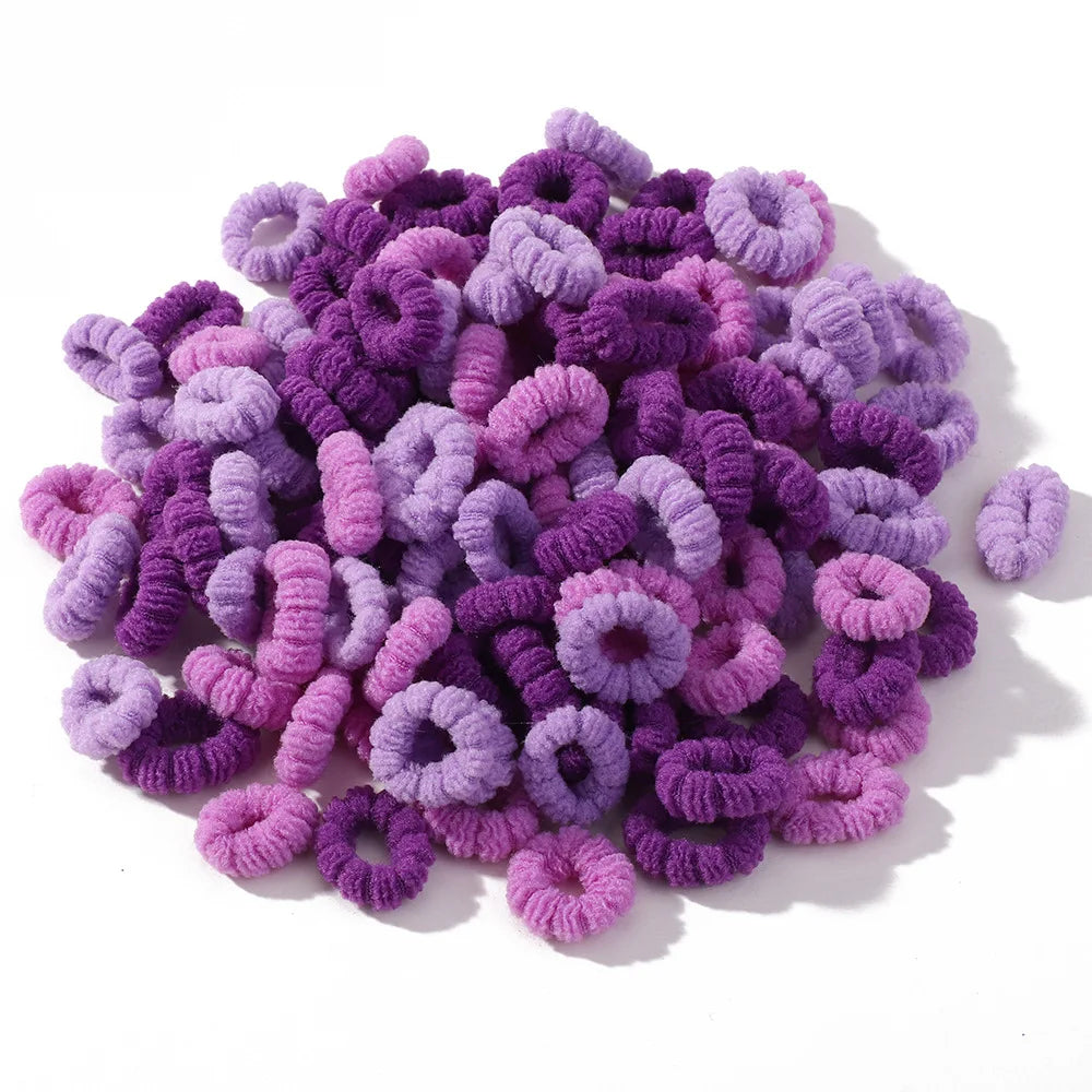 Elastic Hair Bands For Children Colorful Ponytail Holders 100 Pcs Mini Scrunchie Hair Ties