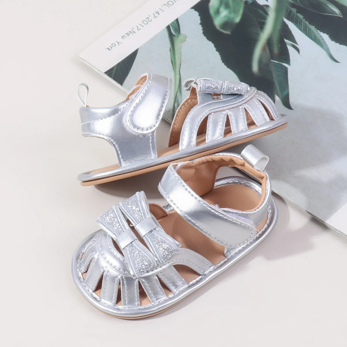 2025 Spring And Autumn Baby Girls First Walking Indoor Outdoor Toddler Shoes For 0-18M Baby Princess Sandal PU Leather TPR Sole