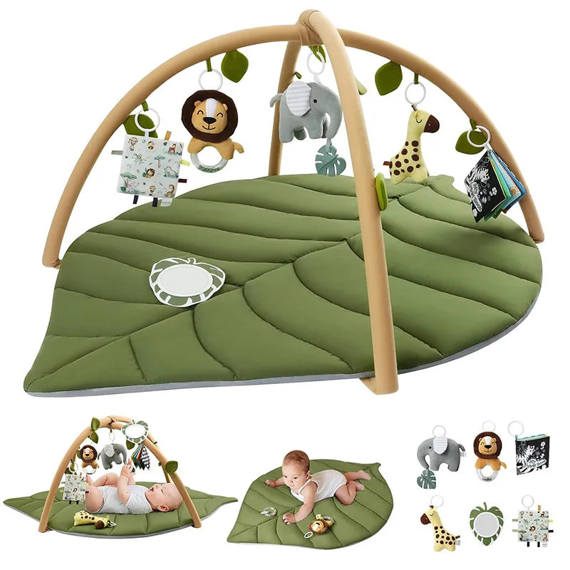 Toys Baby Leaf Game Mat Crawling Mat Fitness Rack with Pillow Crawling Mat Cloth Book Pendant Toy