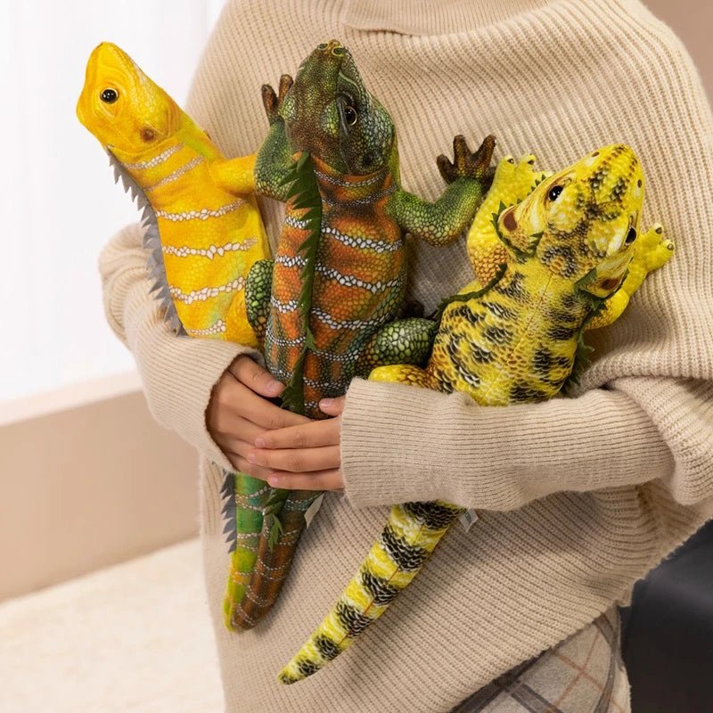 Hot Tropical Rainforest Wildlife Simulation Lizard Plush Doll Lifelike Chameleon Stuffed Toys Cute Reptile Pet Model Kids Gifts