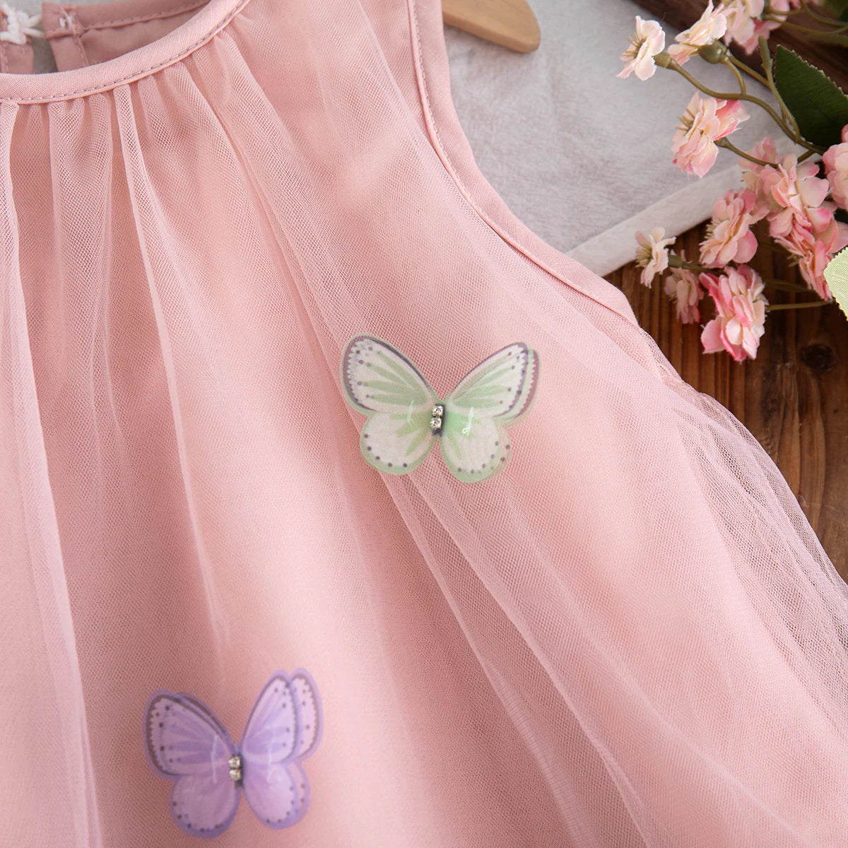 Summer New Baby Girl Pink Dress Cute Butterfly Children'S Birthday Clothes (9 Months -4 Years Old)