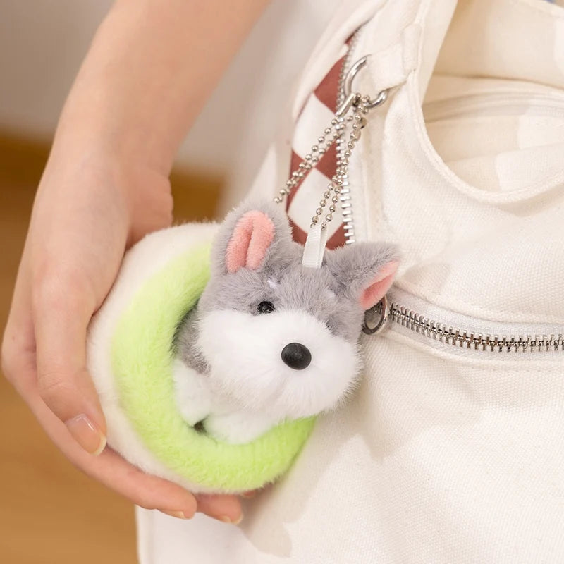 Cute Dog Pendant 10CM Love Dog Nest Series Plush Pendant Schnauzer,Corgi Dog,Teddy Dog Keychain Stuffed Animal Puppy Kid Gift