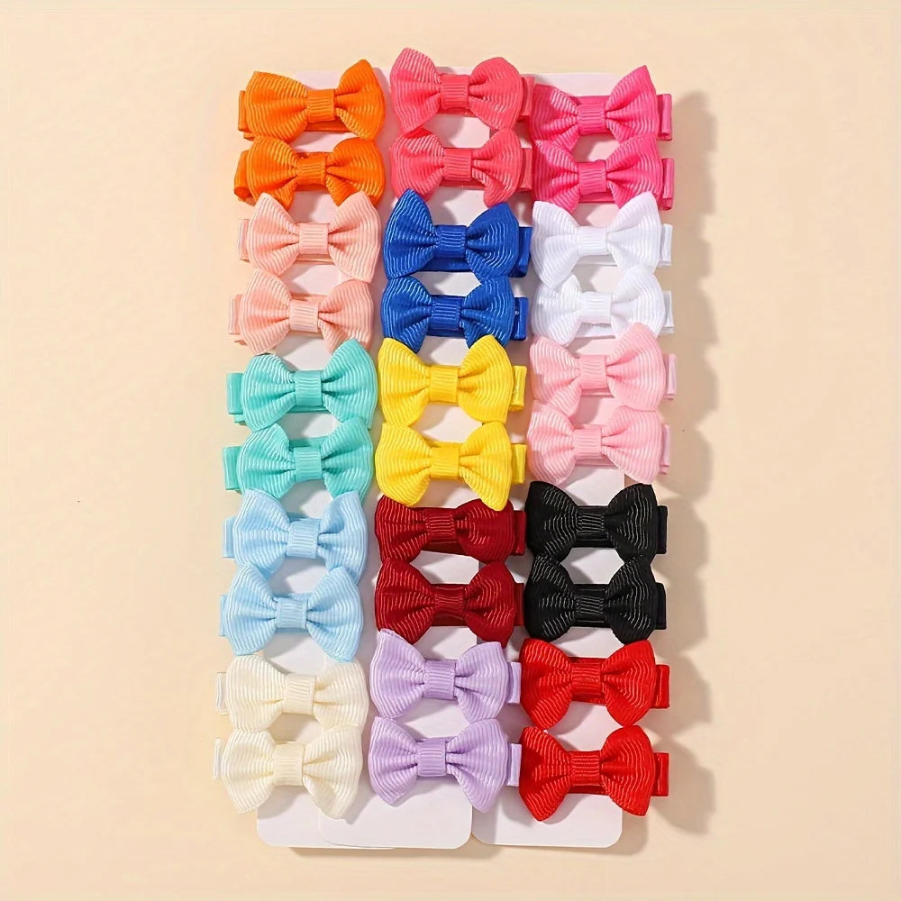 Baby Bows Fabric Hair Clips For Girls BowBots 1.5 Inch Rainbow Mini Hair Accessories 20 24 30 Pcs
