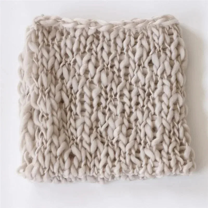 Newborn Photography Furniture Hand-woven Rattan Basket Chair and Beige Gray Backdrop Blanket Decor Baby Photoshoot Accessories