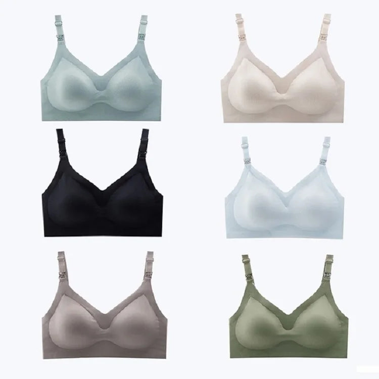 Ultra Thin Laser Cutting Ladies Feeding Bra Removable Padded Breastfeeding Bras Plus Size Push Up Maternity Nursing Bra