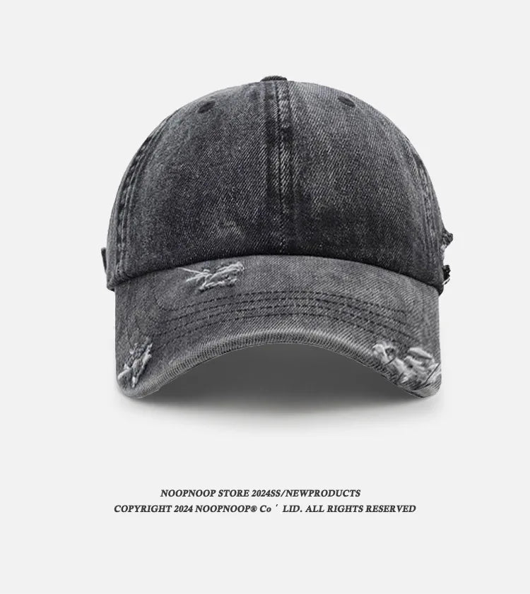 Cross-border Washed Distressed Embroidered Denim Baseball Cap Solid Color Outdoor Travel Sun Protection Visor Cap