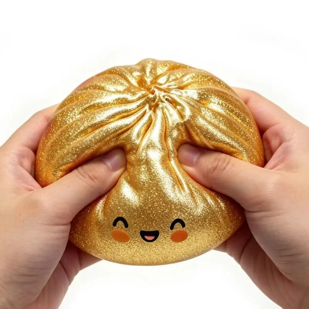 Glitter Shark Dumplings Squishy with Steamer Soft Squishy Slow Resilience Fidget Squeeze Decompression Dough Home Decoration