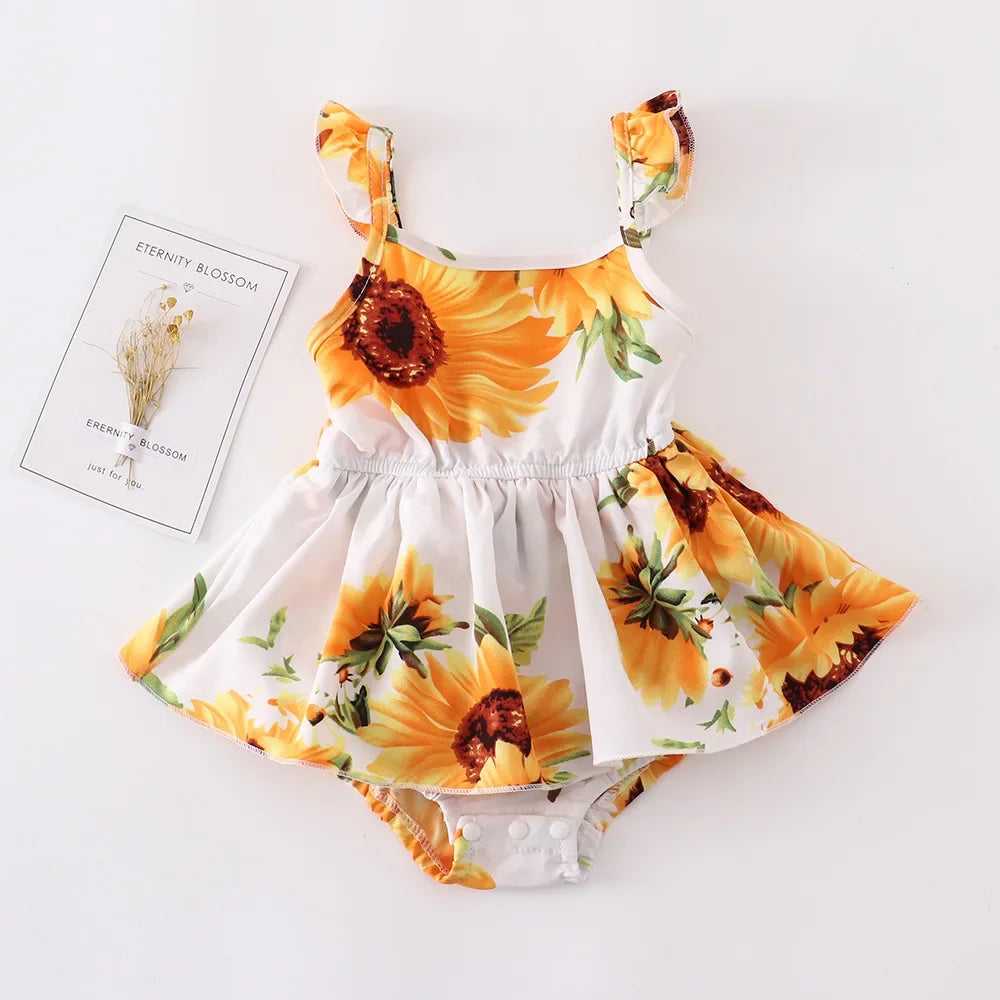 Summer Family Matching Outfits Women Jumpsuit Beach Girls Dresses Vestidos Baby Romper Mother Daughter Dress Children's Clothing