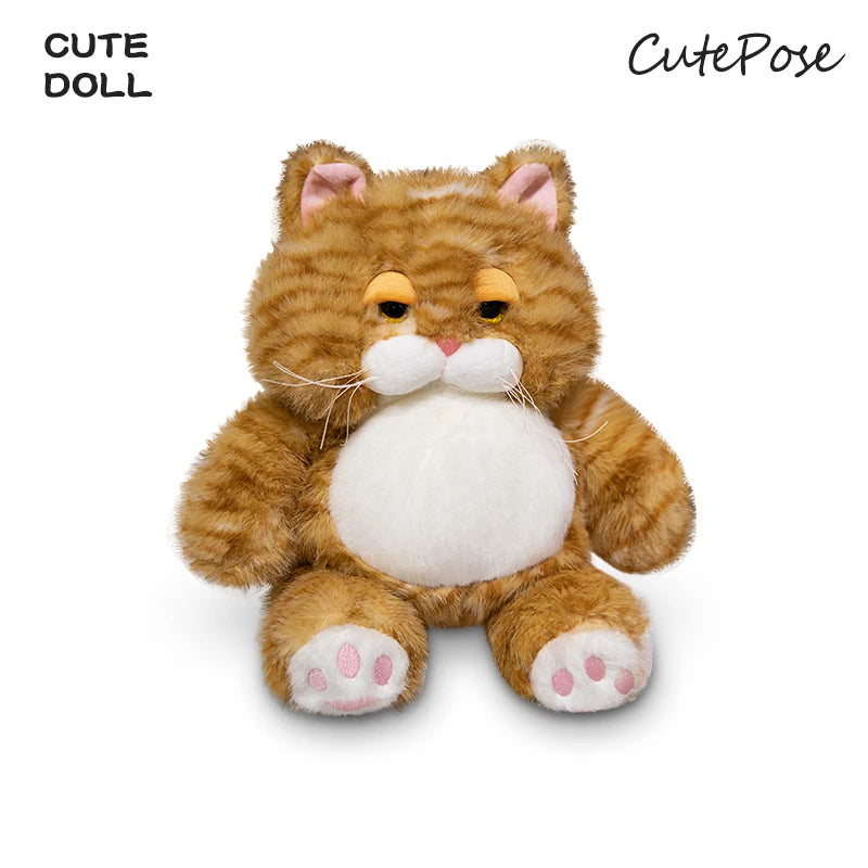 Fat Soft Cat Plush Doll Cute Pattern Weighted Sitting Design Parent-Child Game Toy for Children's Room Decor