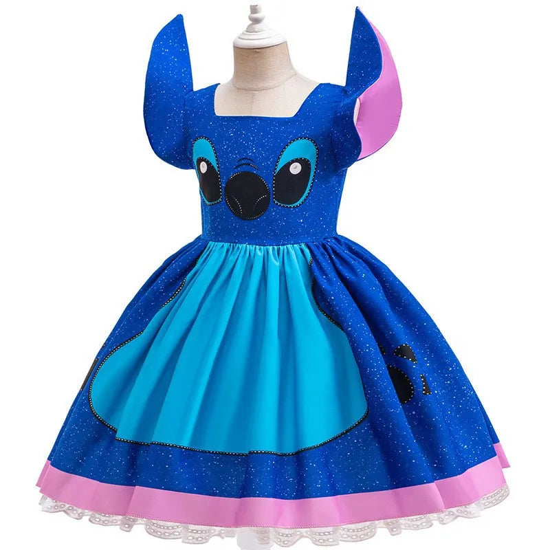 Disney Movie Stitch Costume Sets Girls Cosplay Cartoon Cute Princess Dress Stage Performance Purim Carnival Kids Dress
