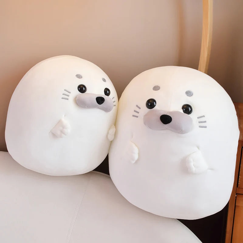 New Adorbale Furry Plush Seal Plush Toy Stuffed Down Cotton Fat Round Animal Sea Lion Doll Sleep Pillow Cushion Kawaii Gifts