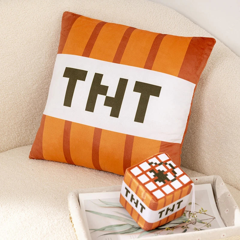 Nice Tnt Plush Pillow Cube Bomb Toy Key Chain Pendant Soft Plush Stuffed Toys Xmas Birthday Gifts For Kids Spoof Decoration