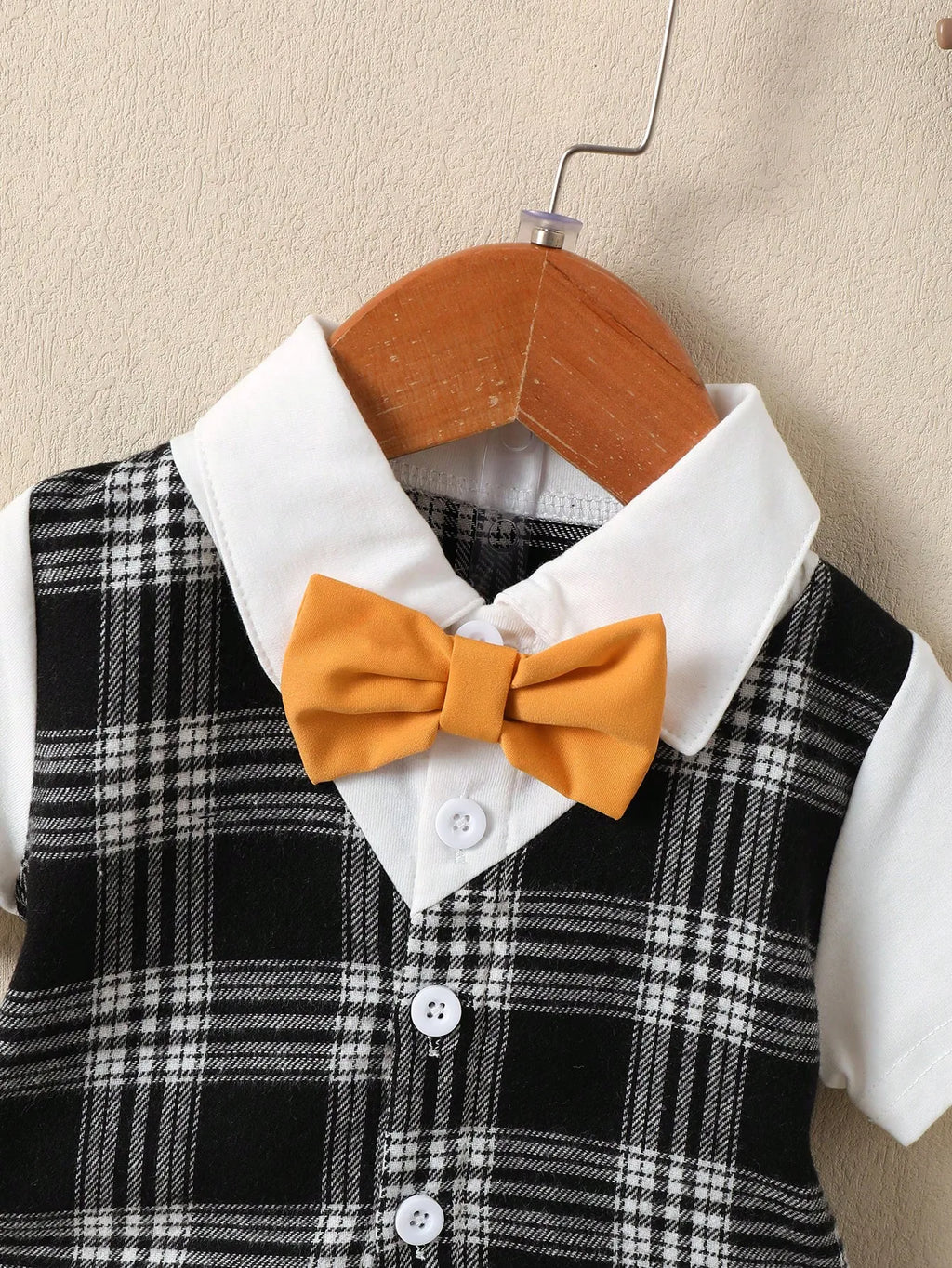 Baby boy Set Lapel collar Plaid Top+Shorts 2-piece set suitable for 0-3 Year old Baby boys, Summer Party Little Gentleman Set