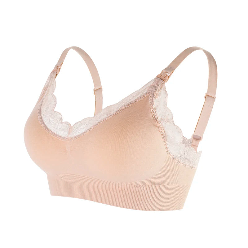 New Wireless Front Open Nursing Bra Soft Lace Breathable Seamless Maternity Breastfeeding Bras Maternal Support For Pregnant