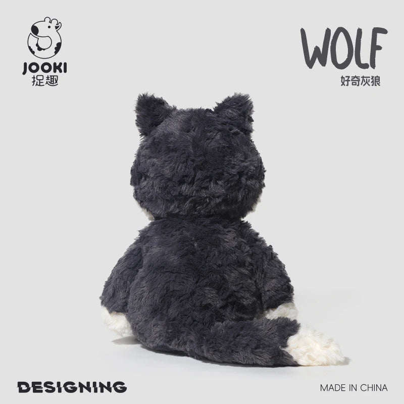 Nice Cuddly Cartoon Plush Toys Gray Wolf High Quality Fluffy Sitting Pose Doll Warm Cozy Children Companion Xmas Gift Home Decor