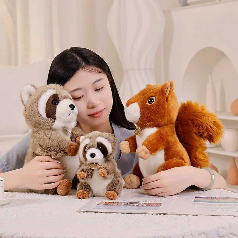 Cute Simulation Squirrel Raccoon Plush Toys Stuffed Soft Animal Dolls For Children Girls Baby Birthday Christmas Gifts