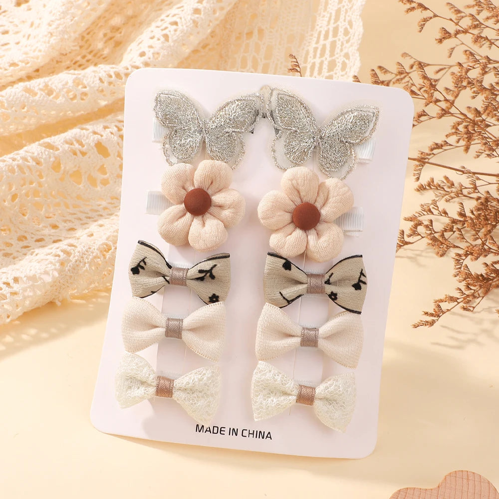 10Pcs/set Children's Flower Hair Clips Trendy Adorable Headwear Hair Decorations for Girls Cute Hairpins Hair Accessories