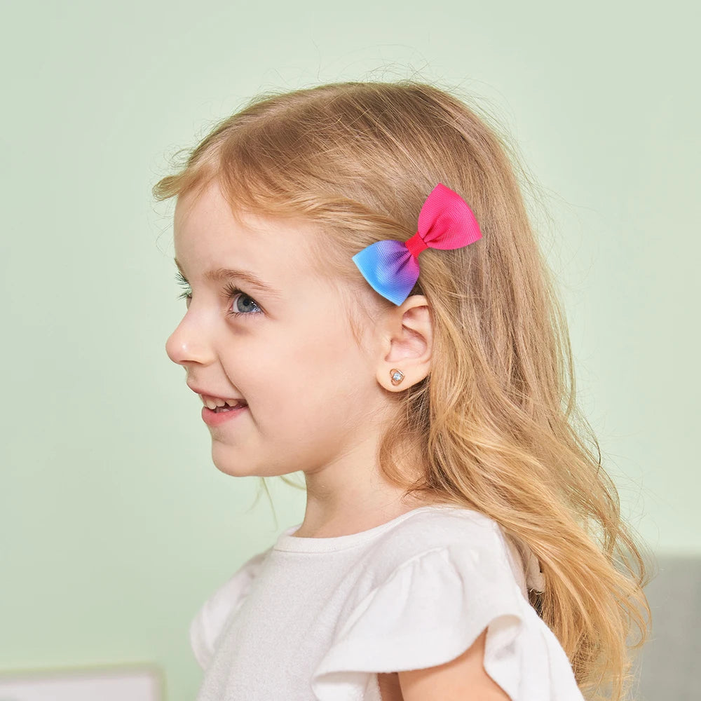 20Pcs cute baby bows hair clips for girls hair bangs lovely printing ribbon hairgripes kids casual party dress up headwear