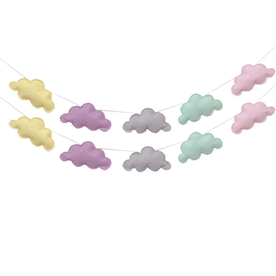 Ins Nordic Felt Cloud String Wall Hanging Decor Set 2 Piece Model Cloud String For Home Decor