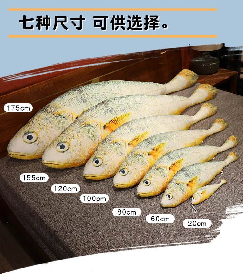 Artificial yellow croaker Plush Pillow Imitation Funny Fish Stuffed Pillow Emulational Home Sofa Plush Decoration Cushion