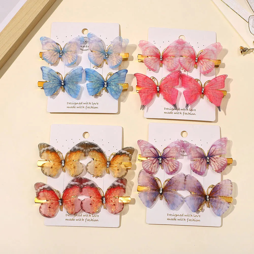 6Pcs Colorful Butterfly Hairpins Girl Hair Clips Barrettes Women Sweet Hair Ornament Rainbow Headwear Fashion Hair Accessories