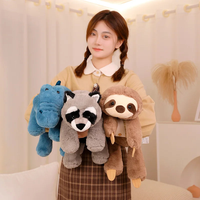 Nice Cute High Quality Forest Animal Plush Doll Pillow Soft Long-arm Raccoon Crocodile Sloth Fox Toy Home Decor Accompany Gift