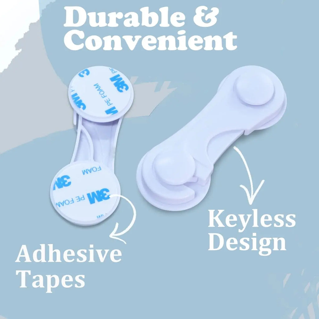Baby Proof Cabinet Door Locks Child Safety Latch for Drawers Cupboards Fridge Closet Pantry - Adhesive Childproof Locks for Kids