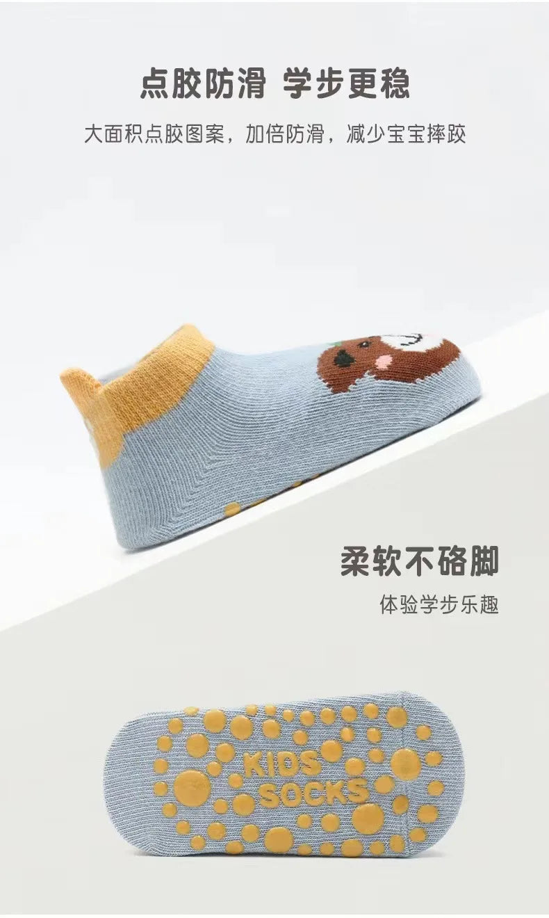 Non Slip Baby Toddler Socks Soft Anti Skid Floor Socks for Newborns and Infants With Rubber Grips For 0-5Years Cotton Baby Socks