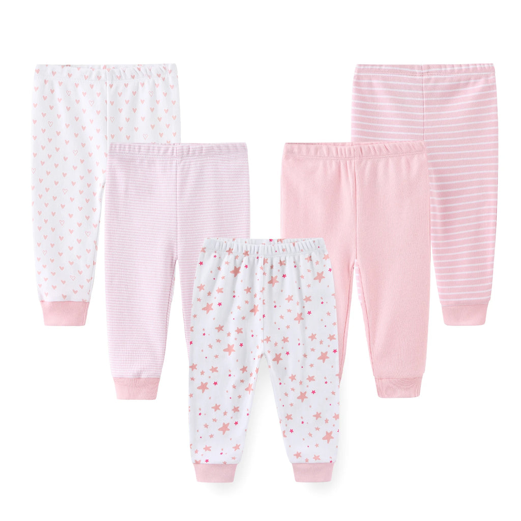 5-Pack Simple Baby Unisex Trousers Four Seasons Newborn Boys Girls Long Pants 0-12 Months Infant Clothes