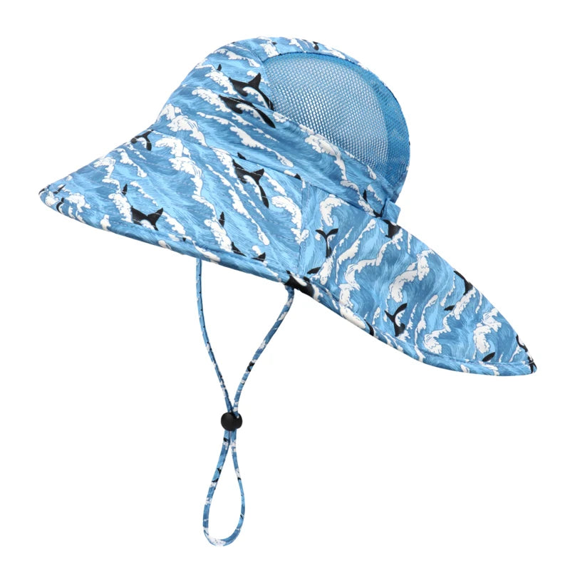 Kids Bucket Hat Summer Quick-dry Baby Sun Hat Big Brim Neck Protector Children Panama Cap for Girls Boys Beach Travel 6M-5Y