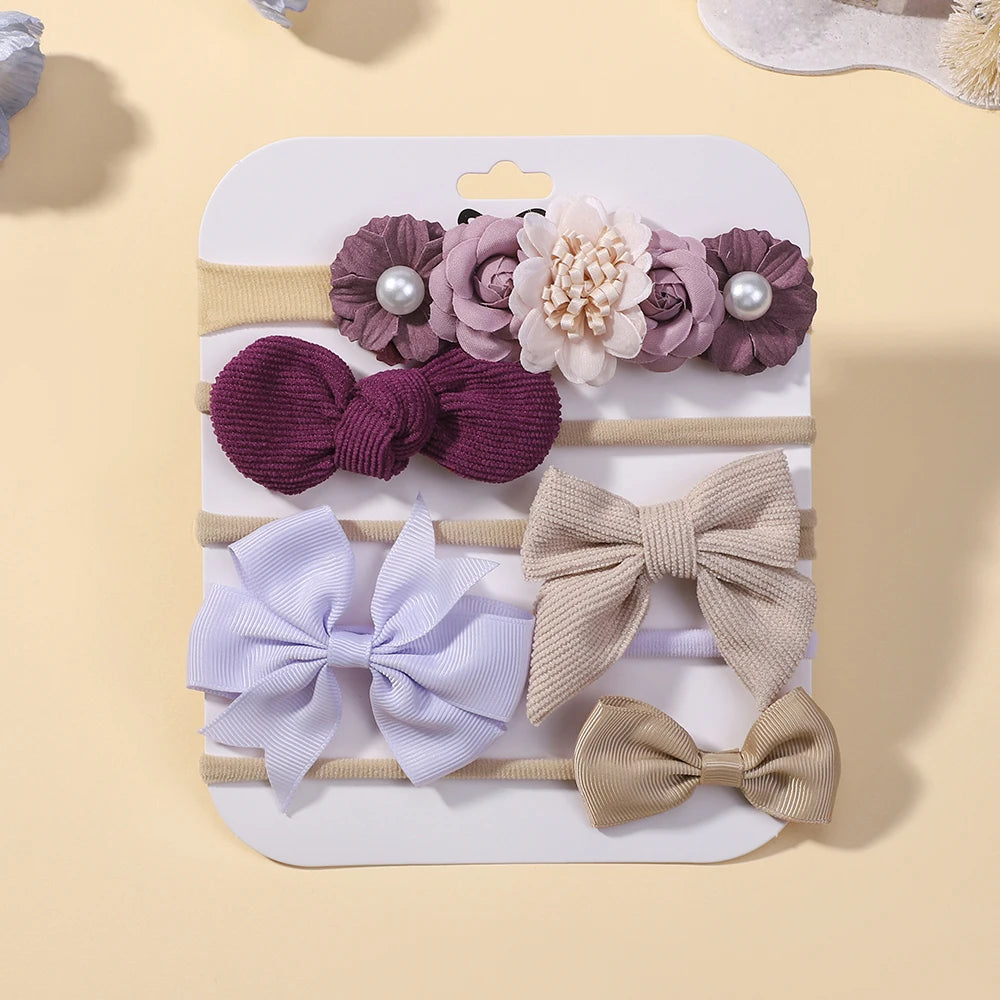 KIDS BOWS Floral Headband Elastic Bow Hairband For Baby Girls Dress Up Party Accessory