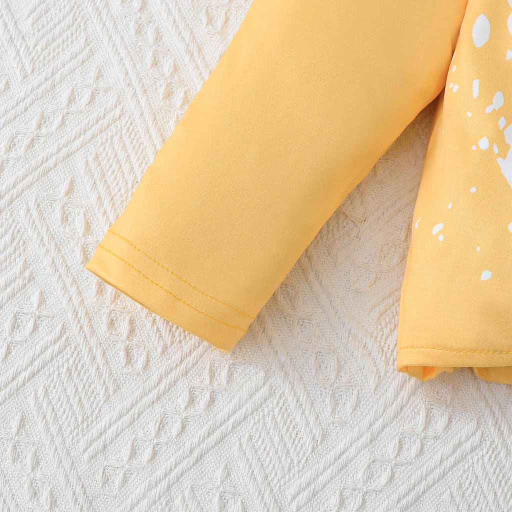 Children's clothing Girl Set Sunflower Print Top+Flared Long sleeved Two-piece Set for 4-7 Year old girls in Spring Autumn Set